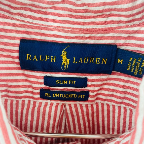 Ralph Lauren Red Striped Casual Button Down Shirt - Picture 2 of 5